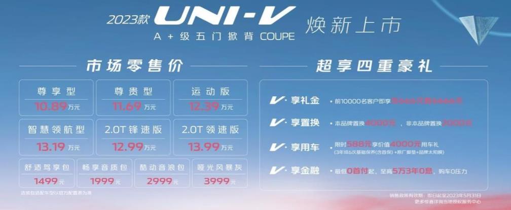 10.89万起售，2023款长安UNI